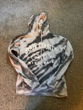 Door County Wisconsin Tie-Dye Hoodie - Gray & White